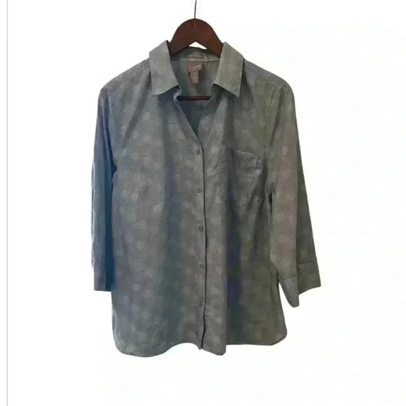 Chicos Women’s Blue Polkadot Button-down, size 2, Career, Cotton - Picture 3 of 8